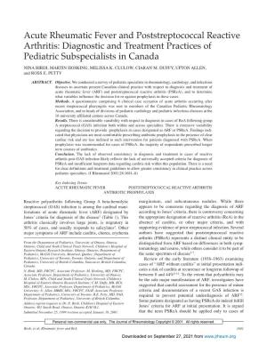 Acute Rheumatic Fever and Poststreptococcal Reactive Arthritis