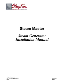 Steam Generator Installation Manual