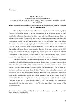 1 Draft Paper Elisabete Mendes Silva Polytechnic Institute of Bragança