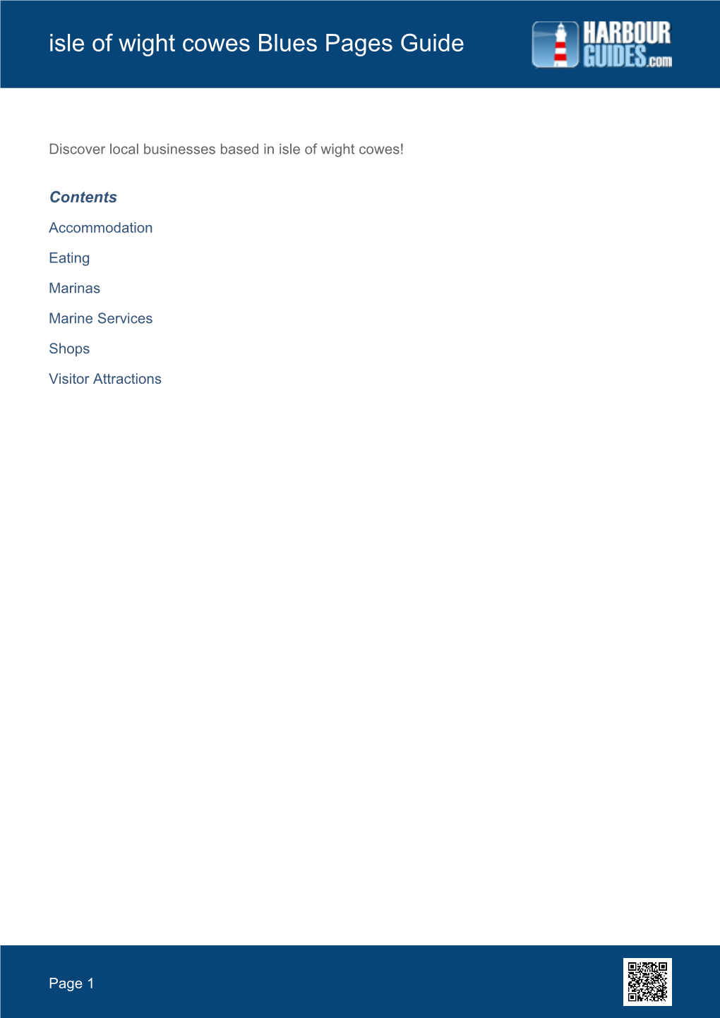 Harbour Guides Bluepages Guide