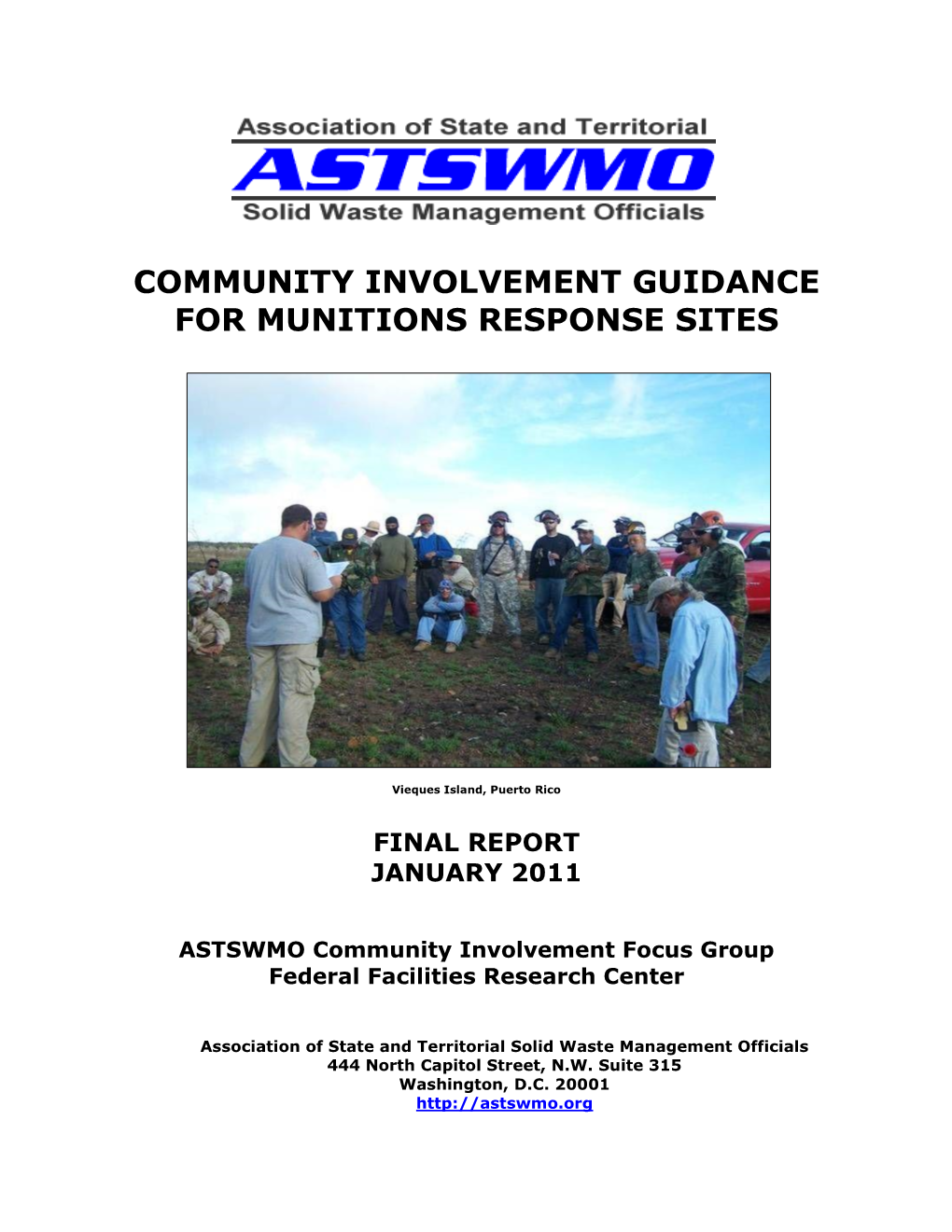 Community Involvement Guidance for Munitions Response Sites