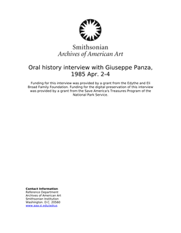 Oral History Interview with Giuseppe Panza, 1985 Apr. 2-4