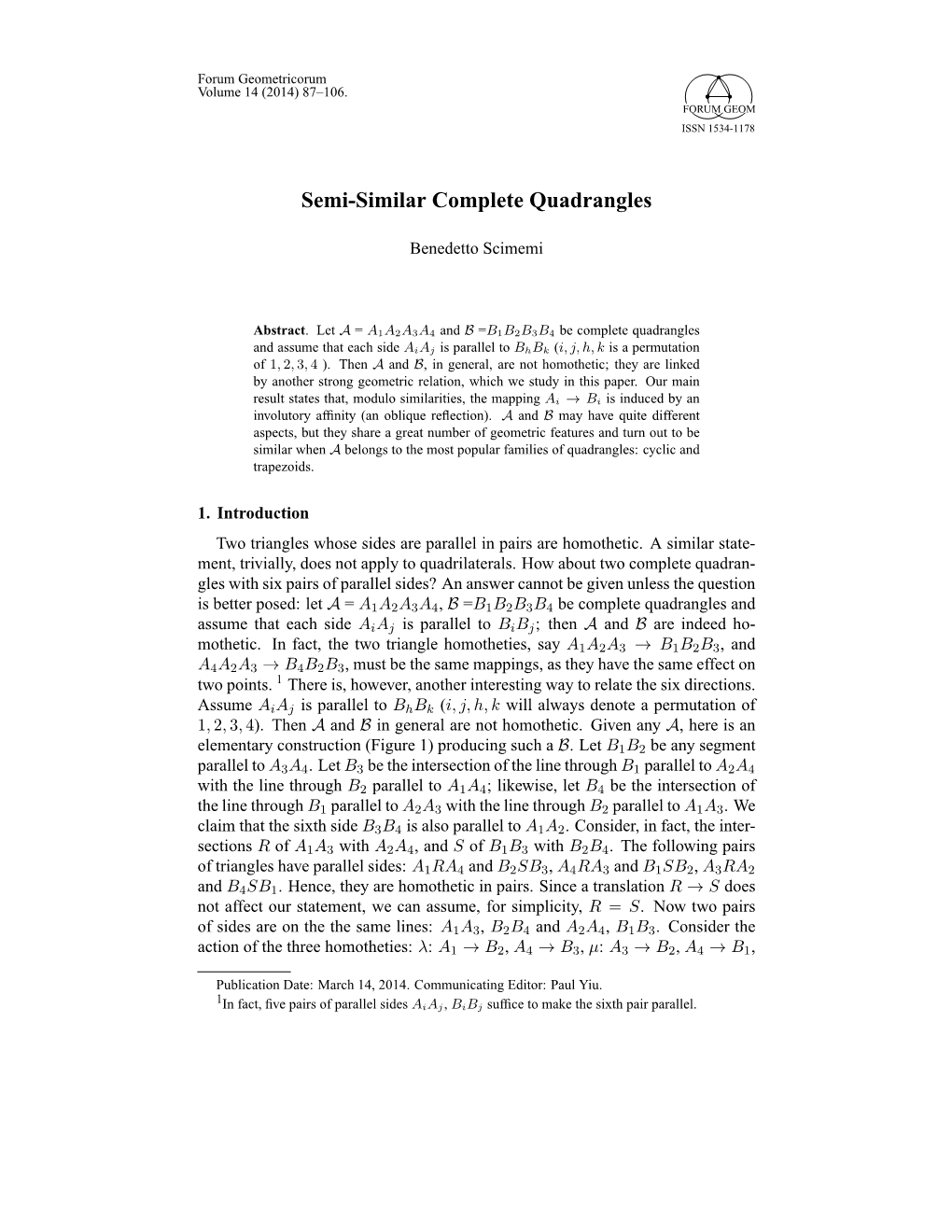 Semi-Similar Complete Quadrangles