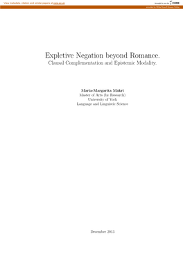 Expletive Negation Beyond Romance. Clausal Complementation and Epistemic Modality