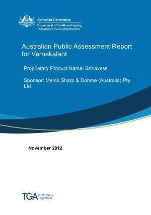 Australian Public Assessment Report for Vernakalant