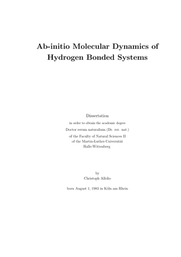 Ab-Initio Molecular Dynamics of Hydrogen Bonded Systems