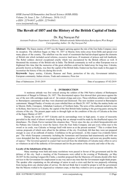 The Revolt of 1857 and the History of the British Capital of India