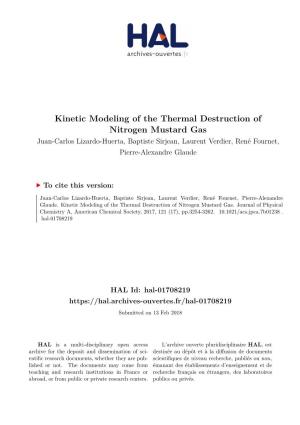 Kinetic Modeling of the Thermal Destruction of Nitrogen Mustard