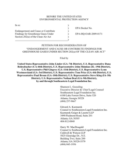 Southeastern Legal Foundation Et Al. – Petition for Reconsideration