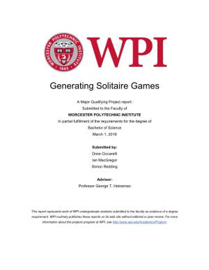 Generating Solitaire Games