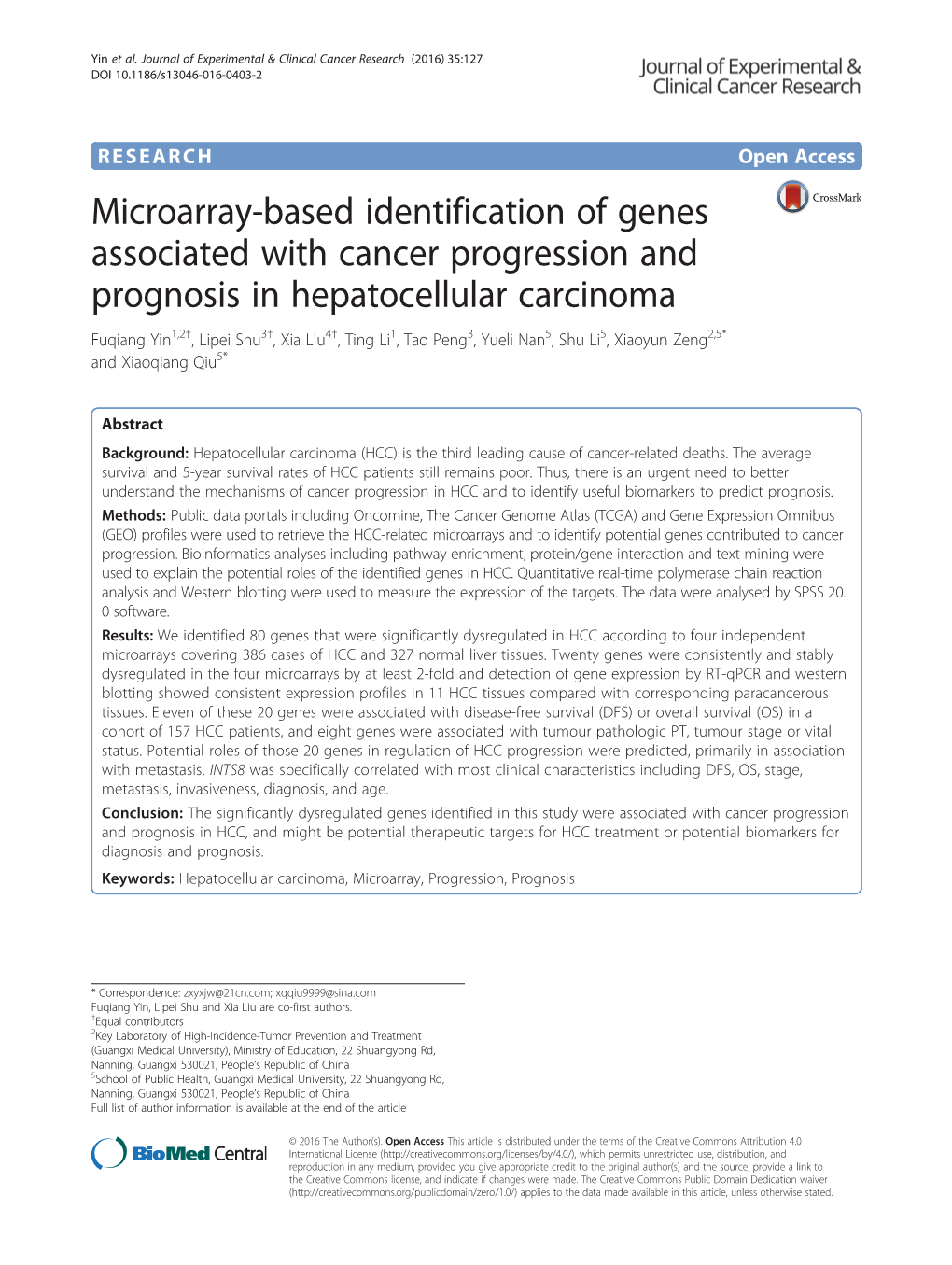 Microarray-Based Identification of Genes Associated with Cancer