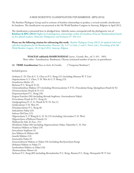 A New Scientific Classification for Bamboos (Bpg 2012)