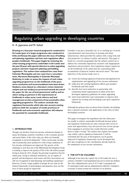 Regulating Urban Upgrading in Developing Countries