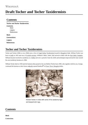 Draft:Tocher and Tocher Taxidermists
