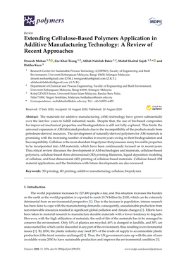 Extending Cellulose-Based Polymers Application in Additive Manufacturing Technology: a Review of Recent Approaches