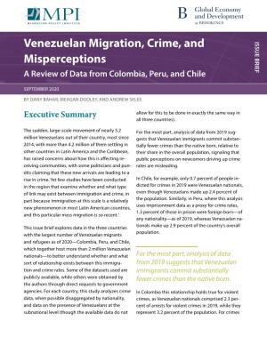 Venezuelan Migration, Crime, and Misperceptions: a Review of Data from Colombia, Peru, and Chile