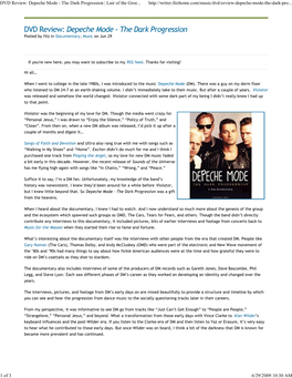 DVD Review: Depeche Mode - the Dark Progression | Lair of the Gree