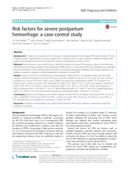 Risk Factors for Severe Postpartum Hemorrhage: a Case-Control Study
