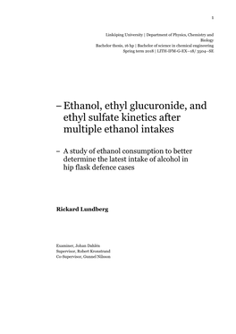 Ethanol, Ethyl Glucuronide, and Ethyl Sulfate Kinetics After Multiple Ethanol Intakes