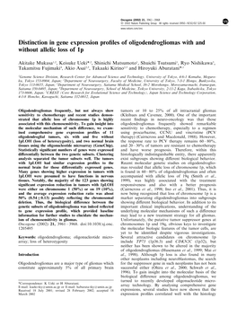 Distinction in Gene Expression Profiles of Oligodendrogliomas