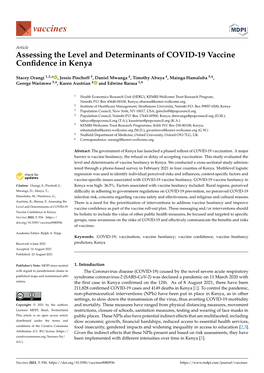Assessing the Level and Determinants of COVID-19 Vaccine Confidence