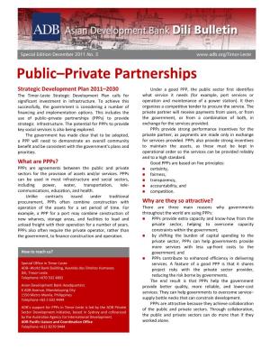 Dili Bulletin: Public–Private Partnerships