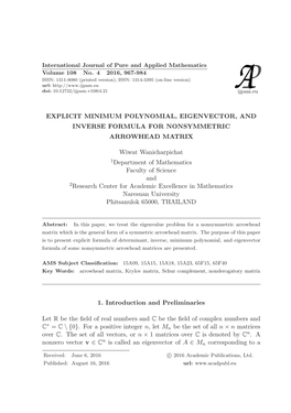 Explicit Minimum Polynomial, Eigenvector, and Inverse Formula for Nonsymmetric Arrowhead Matrix
