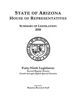 State of Arizona Forty-Ninth Legislature FY 2010-11