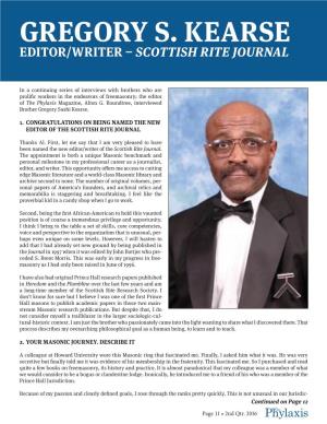 Gregory S. Kearse Editor/Writer – Scottish Rite Journal