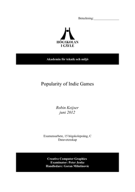 Popularity of Indie Games