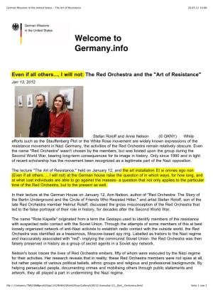 German Missions in the United States - the Art of Resistance 26.03.12 14:00
