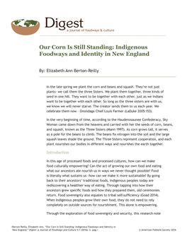Our Corn Is Still Standing: Indigenous Foodways and Identity in New England