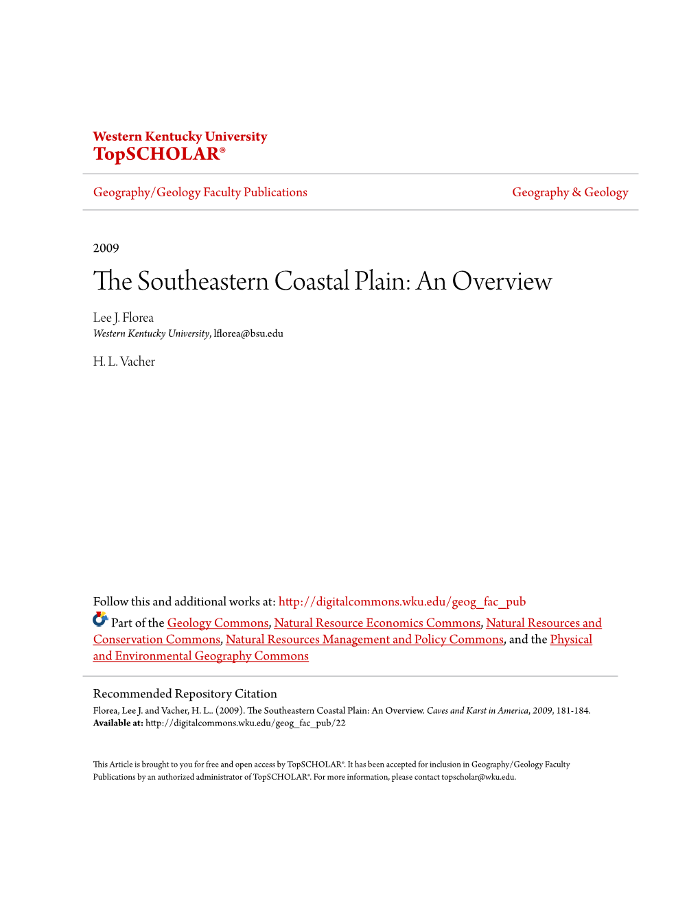 The Southeastern Coastal Plain: an Overview (Fig