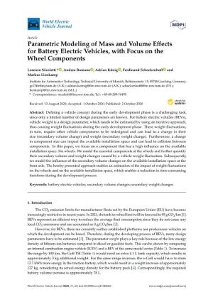 Parametric Modeling of Mass and Volume Effects for Battery Electric