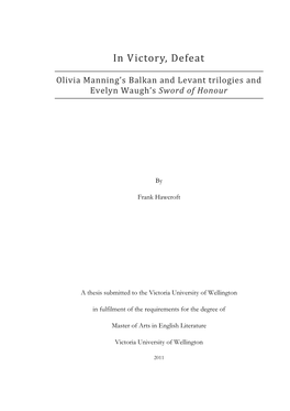 Olivia Manning's Balkan and Levant Trilogies