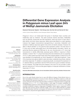 Differential Gene Expression Analysis in Polygonum Minus Leaf Upon 24H