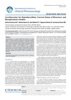 Levothyroxine for Hypothyroidism