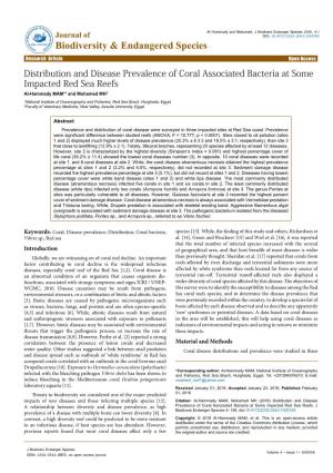 Distribution and Disease Prevalence of Coral Associated Bacteria At