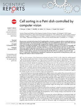Cell Sorting in a Petri Dish Controlled by Computer Vision SUBJECT AREAS: Z