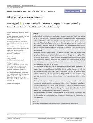 Review: Allee Effects in Social Species