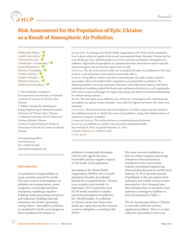 Risk Assessment for the Population of Kyiv, Ukraine As a Result of Atmospheric Air Pollution
