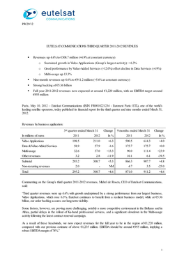 Pr/29/12 Eutelsat Communications Third