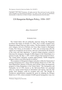 Hungarian Refugee Policy, 1956–1957