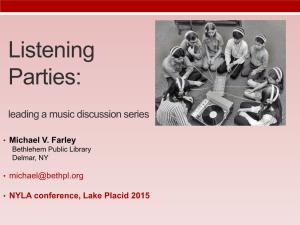 Listening Parties: Music Discussion Series