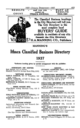 Ithaca Classified Business Directory 1937