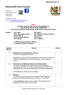Monmouth Town Council Agenda Item 3