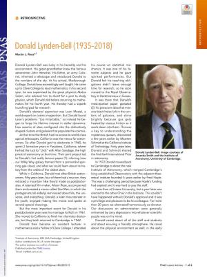 Donald Lynden-Bell (1935–2018) RETROSPECTIVE