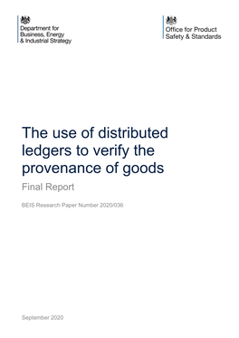 The Use of Distributed Ledgers to Verify the Provenance of Goods Final Report