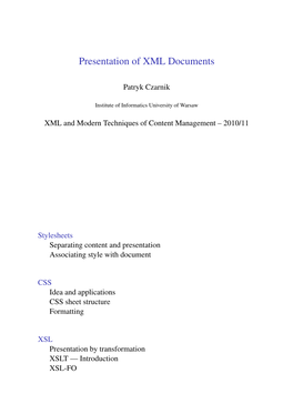 Presentation of XML Documents