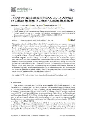 The Psychological Impacts of a COVID-19 Outbreak on College Students in China: a Longitudinal Study